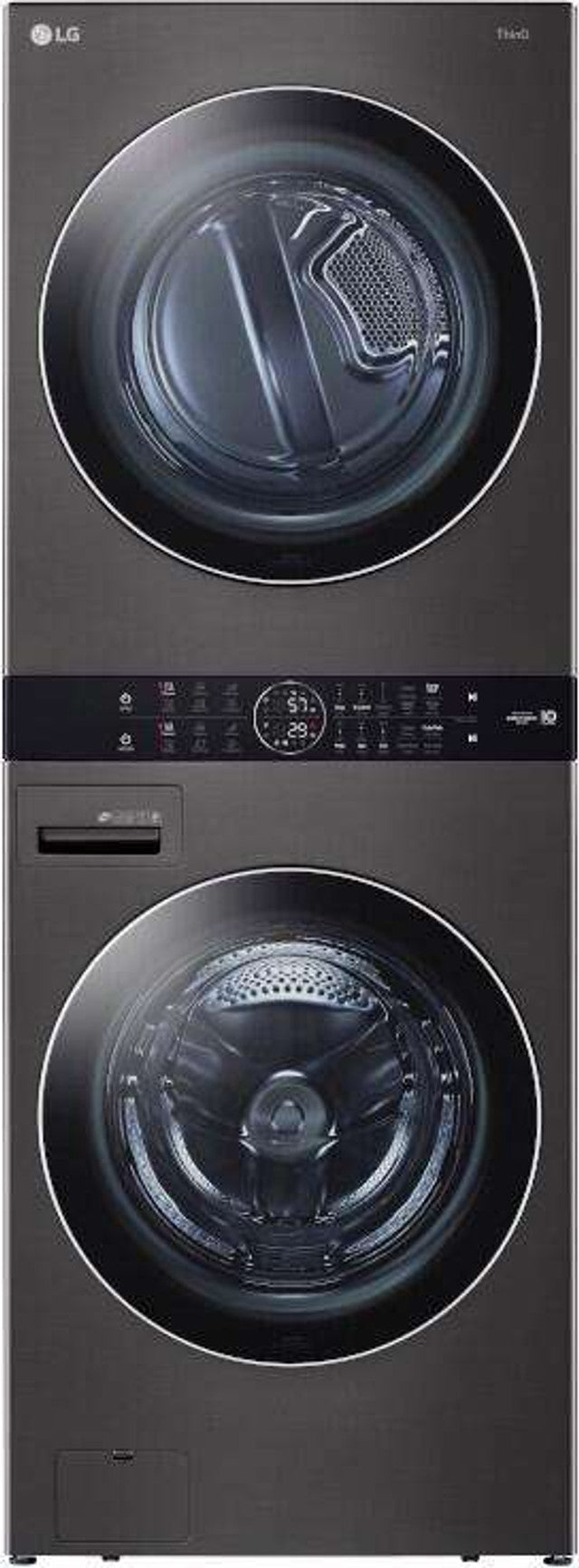 WKEX200HBA LG 27" Laundry WashTower with 4.5 cu. ft. Washer and 7.4 cu. ft. Electric Dryer - Black Steel