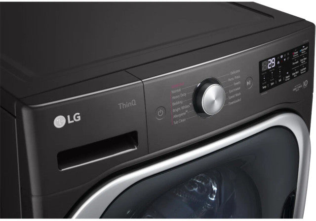 WM8900HBA LG 29" Front Load Washer 5.2 cu. ft. with TurboWash and ThinQ Technology - Black Steel