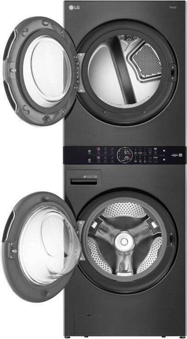 WKEX200HBA LG 27" Laundry WashTower with 4.5 cu. ft. Washer and 7.4 cu. ft. Electric Dryer - Black Steel