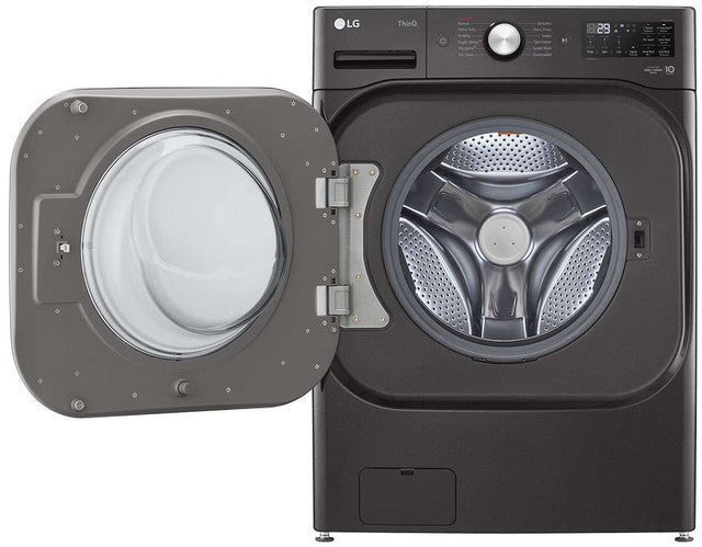 WM8900HBA LG 29" Front Load Washer 5.2 cu. ft. with TurboWash and ThinQ Technology - Black Steel